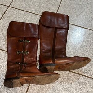 Frye Paige Clovertab Cuff Boots Brown Leather Size 8